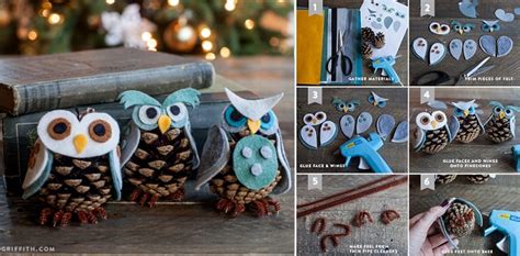 Diy Felt Pinecone Owl Ornaments Home Design Garden