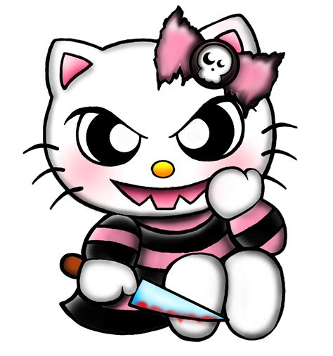 Evil Pink N Black Bad Kawaii Hello Kitty W Knife By Jodivonrotten