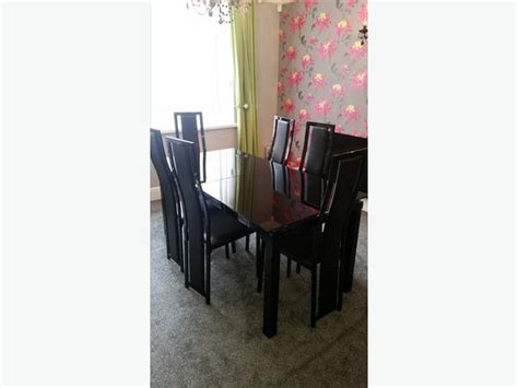 Harveys Black Glass Extending Dining Table And 6 Chairs Rrp £1199 Tipton