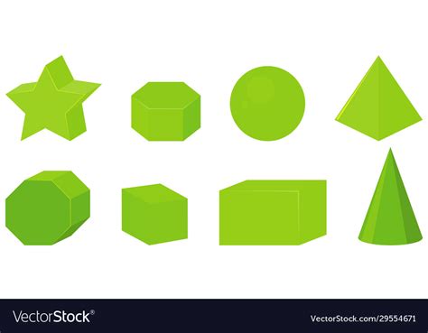 Set Different Geometric Shapes In Green Royalty Free Vector