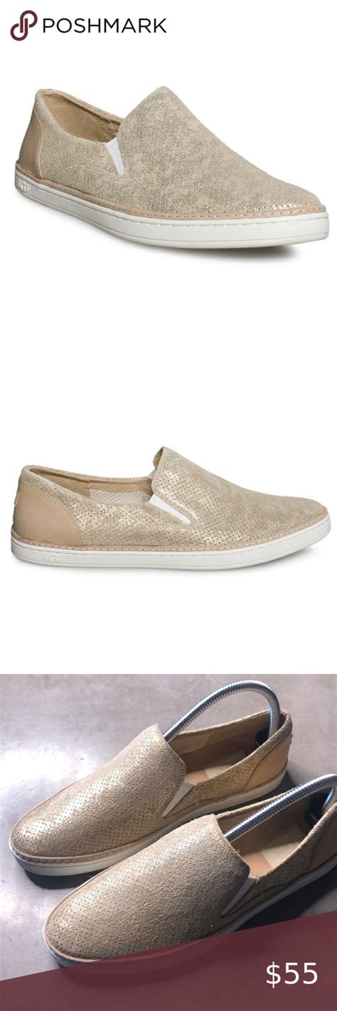 Ugg Adley Perf Stardust Gold Slip On Shoes Slip On Shoes On Shoes