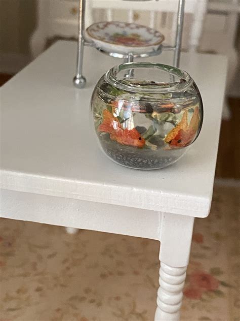 Miniature Fish Bowl Mini Glass Fish Bowl With 2 Fish Dollhouse