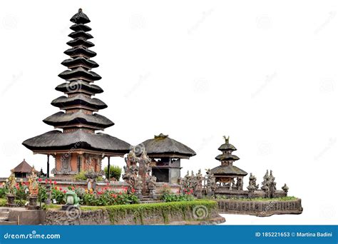 Pura Ulun Danu Beratan Or Pura Bratan Isolated On White Background It Is A Temple On Bali