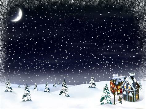 Hd Wallpaper New Year Christmas Snow Moon House Fur Trees