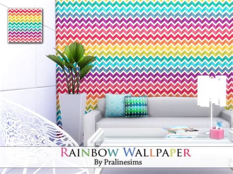 The Sims 4 Pralinesims Rainbow Wallpaper Sims 4 Cc Pinterest