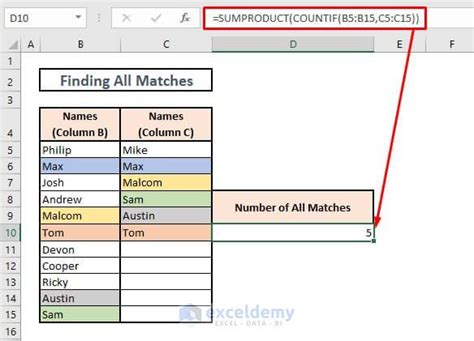 Excel Count Matches In Two Columns 4 Easy Ways Exceldemy