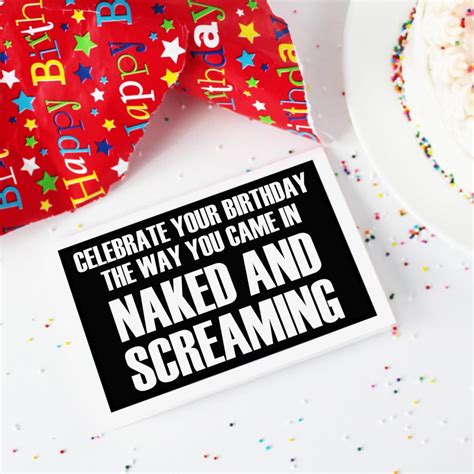 Funny Printable Birthday Card Naked And Screaming Happy Etsy