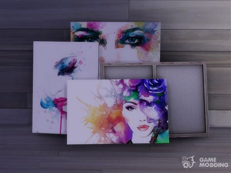 Watercolour Portraits Canvases For Sims 4