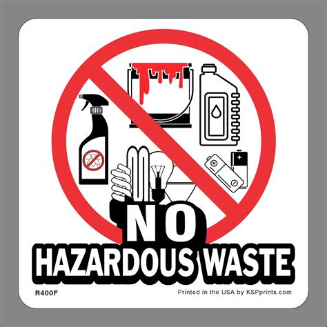 No Hazardous Wastes Sticker For Keeping Everyday Hazards Separated