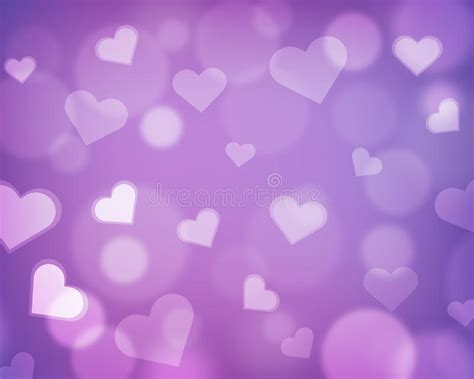 Blur Background With Love Theme Hearts And Light Orbs Purple Stock