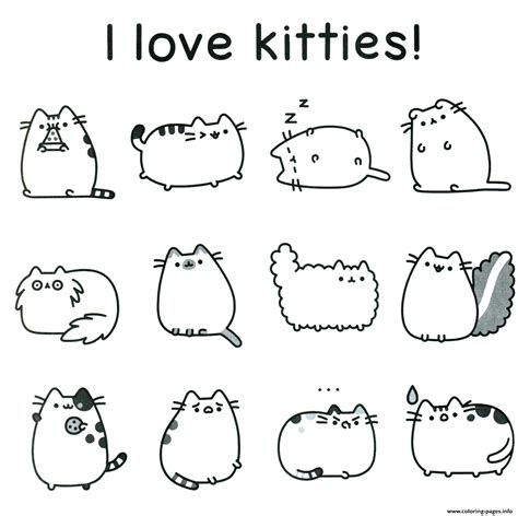 Pusheen I Love Kitties Coloring Page Printable