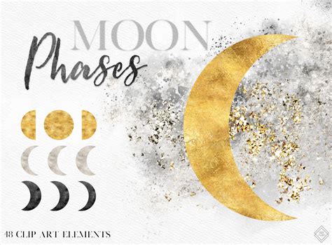 Moon Clipart Moon Phase Clipart Boho Clipart Watercolor Etsy Images