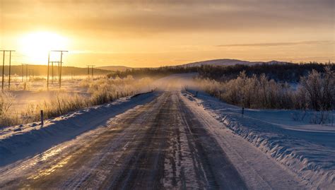 Sunrise In Finnmark Im Driving To Karasjok From Lakselv Finnmark