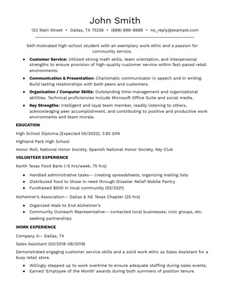 4 Examples For Outstanding High School Resumes Fiveable