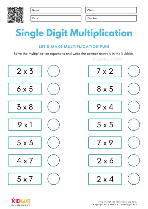 Grade 2 Math Worksheets Multiplication Tables 2 5 K5 Learning Single
