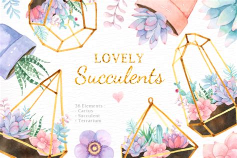 Download Lovely Succulents Watercolor Clipart By everysunsun ...