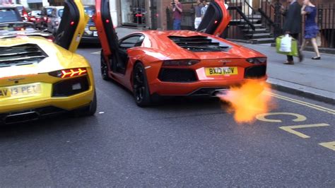 Insane Revving Lamborghini Aventador Flame Off Huge Exhaust Flames