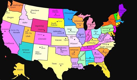 Us Map With State Names List Of State Name Etymologies Of The United