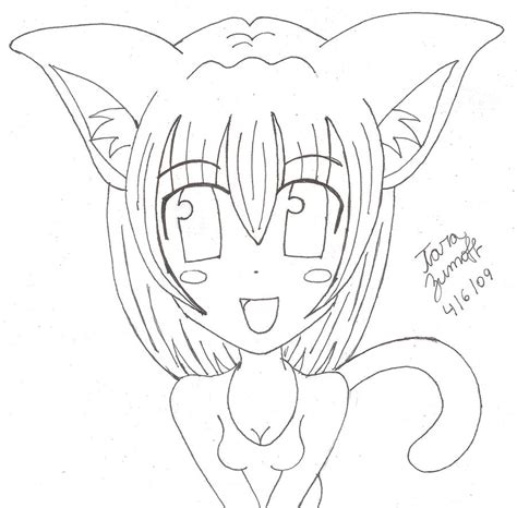 Chibi Cat Girl Line Art By Tblondie1826 On Deviantart