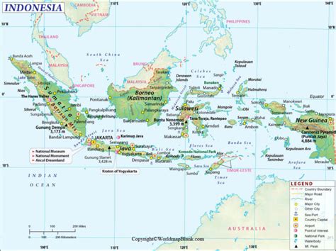 Labeled Map Of Indonesia With States Capital And Cities