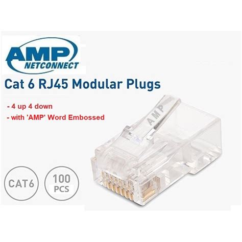 Amp Tyco Rj45 Cat6 8p8c Modular Plug Network Lan Connector 100 Pcs