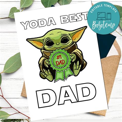 Yoda Best Dad Ever Fathers Day Card Diy Bobotemp