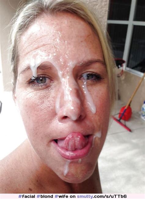Facial Blond Wife Cumonface Toungue Lickingcum