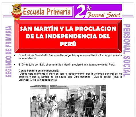 La Proclamacion De La Independencía Del Perú Para Segundo De Primaria