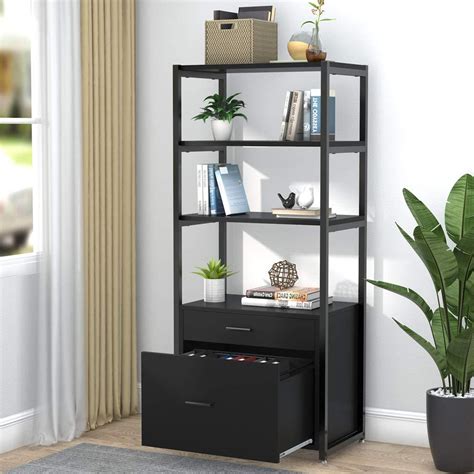 This cabinet is shipped ready to assemble. Tribesigns Bookcase Bookshelf with 2 Drawers, 4-Tier ...