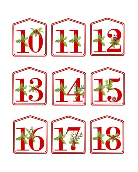 Christmas Numbers 1 25 Printable