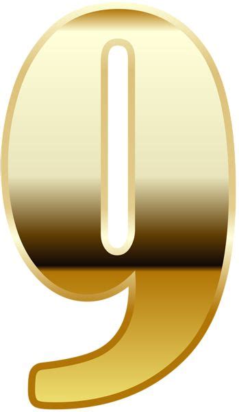 Gold Number Nine PNG Image Numbers Numbers Font Gold Number