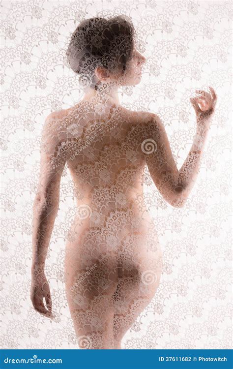 Nude Woman Behind Lace Curtain Stock Photo Image Of Artistic Pretty