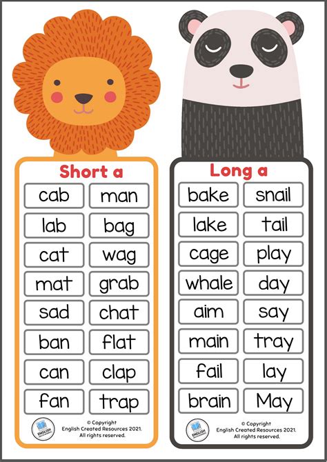 English Phonics Long And Short Vowels English Created Resources