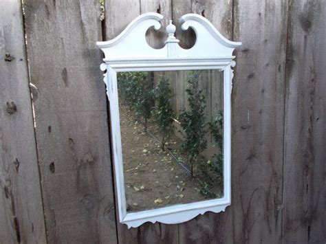 Large White Shabby Chic Mirror Up Cycled Antique Carved Wood Etsy