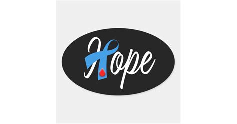 Type 1 Diabetes Blue Ribbon Awareness Hope Oval Sticker Zazzle