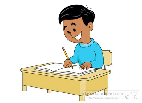 School Clipart Student Sitting At Desk Writing In Notebook Clipart