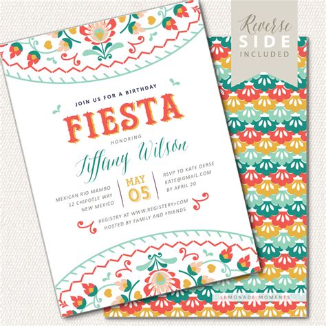 Fiesta Birthday Invitation Mexican Invite Printable