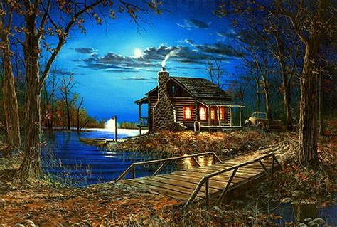The cabin in the woods painting. levkonoe | Entries tagged with домики1 | güneşin dogusu ...