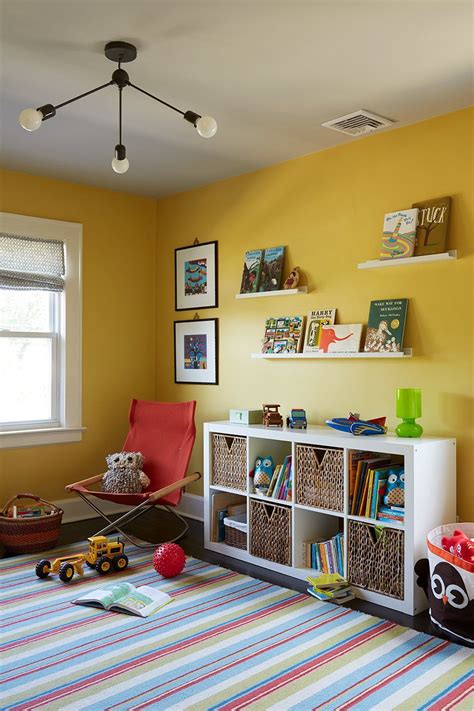 Jan 03, 2019 · line an open wall with floating shelves to both add depth and color to a room. Nest Studio Interiors - boy's kids room, ikea storage, CB2 ...