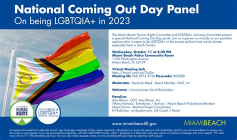 National Coming Out Day Panel City Of Miami Beach