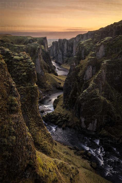 Fjadrargljufur Canyon A Great Gorge In Iceland Stock Photo