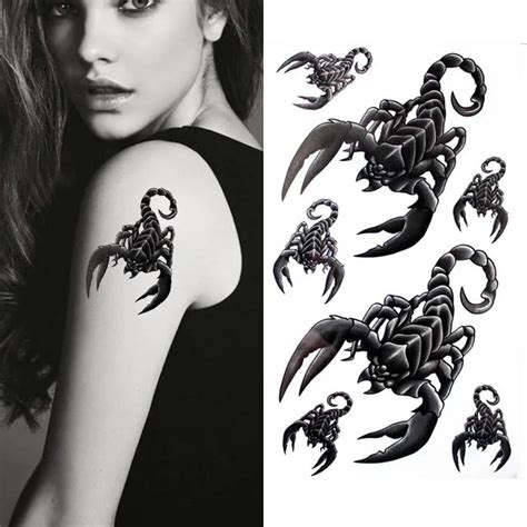 black sexy scorpion tattoo body art waterproof fake sexy for woman flash temporarytattoo