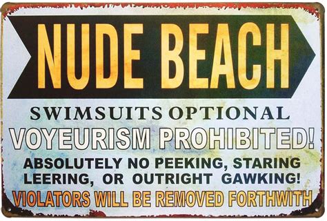Erlood Nude Beach Swimsuits Optional Retro Vintage Metal Tin Sign X