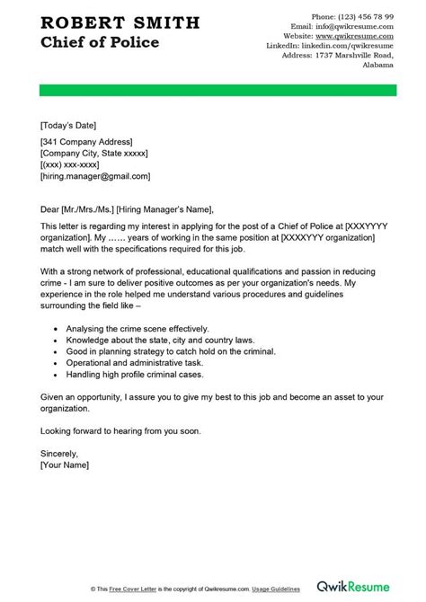 Police Sergeant Cover Letter Examples Qwikresume