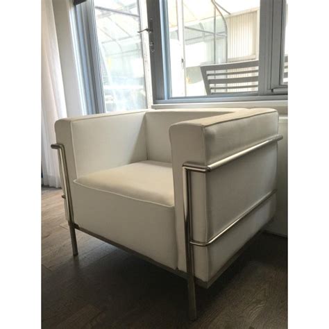 Lexmod Modern White Leather Armchair Chairish