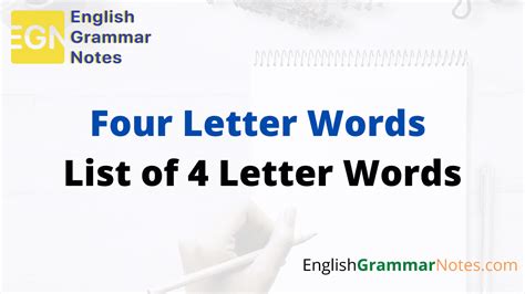 Four Letter Words List Of 4 Letter Words English Grammar Notes