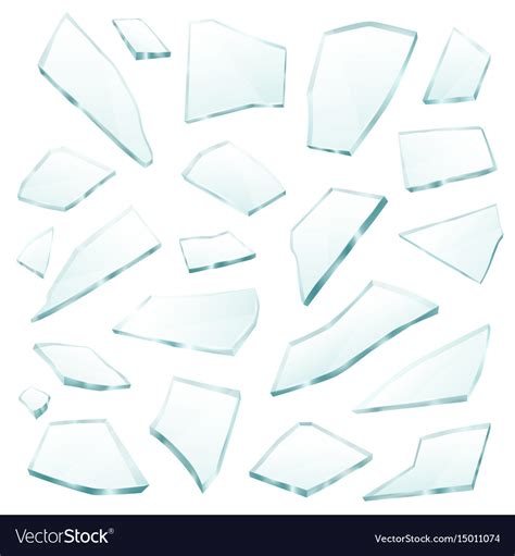 Broken Glass Fragments Shards Realistic Set Vector Image
