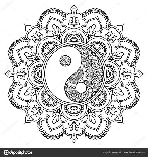 Herunterladen Vektor Henna Tatoo Mandala. Dekorative YinYangSymbol