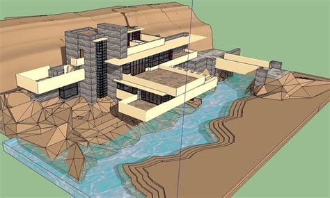 Sketchup 3d Architecture Models Fallingwater Frank Lloyd Wright Cad