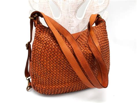 Italian Leather Handbags Woven Leather Bags Backpack Soft Etsy